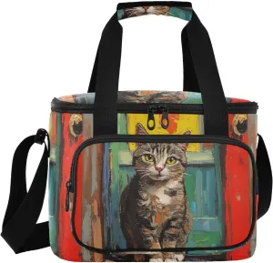 ALAZA Retro Cat Cooler Bag Insulated Lunch Bag for Women Men Travel Picnic Work College Hiking Camping Office Beach