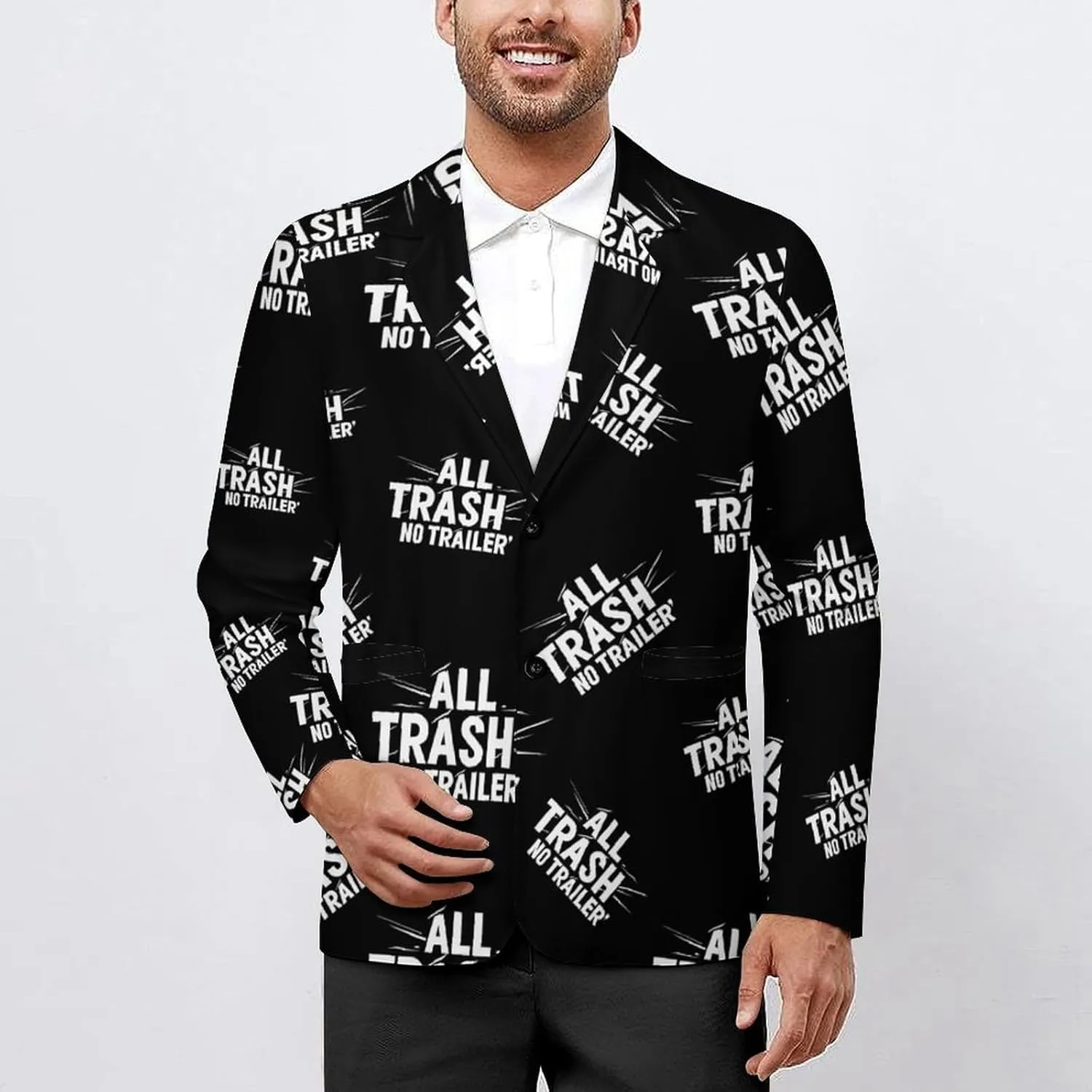 All Trash No Trailer Casual Suits Jackets for Men Two Buttons Business Coat Wedding Dinner Party