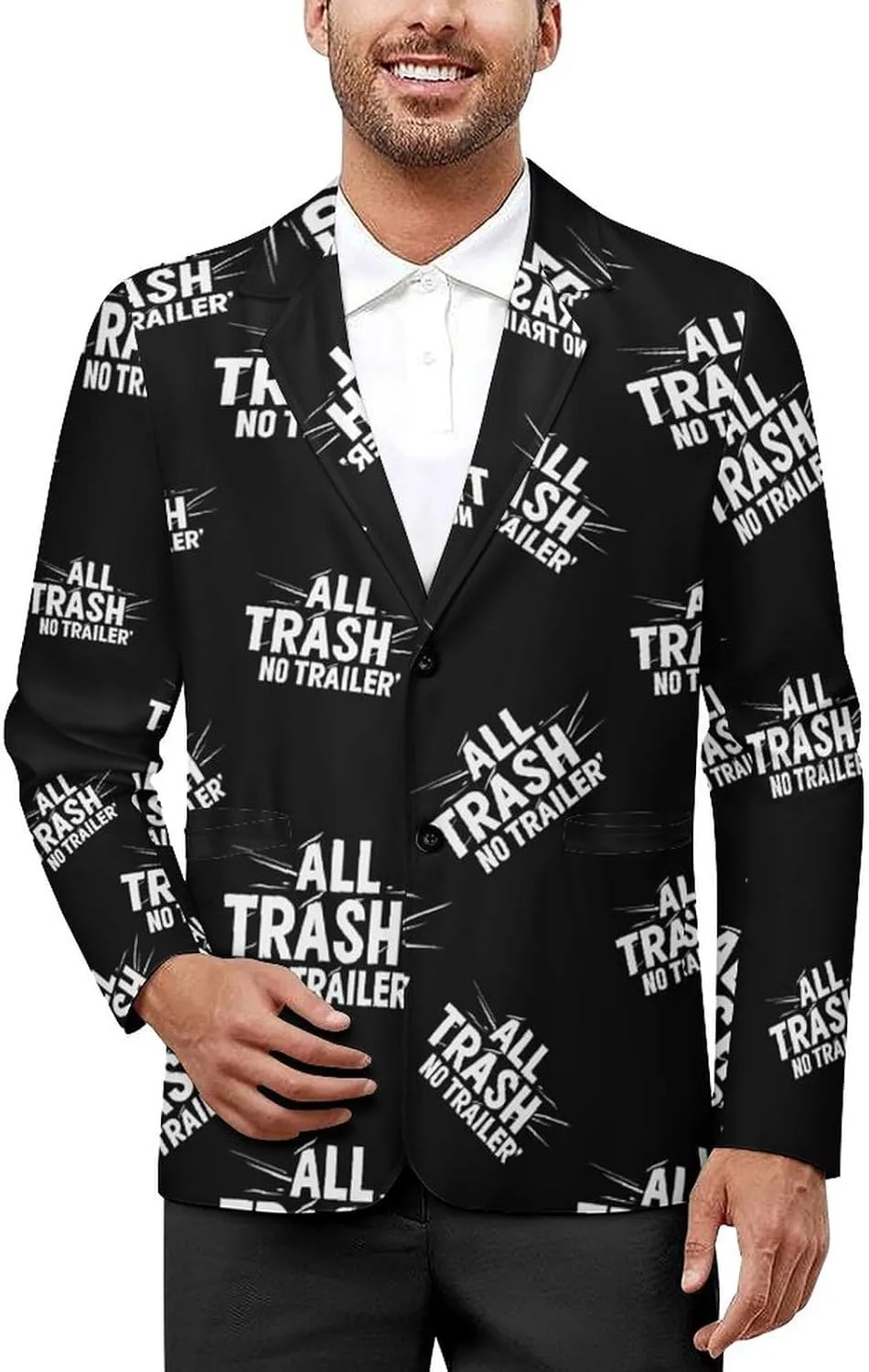 All Trash No Trailer Casual Suits Jackets for Men Two Buttons Business Coat Wedding Dinner Party