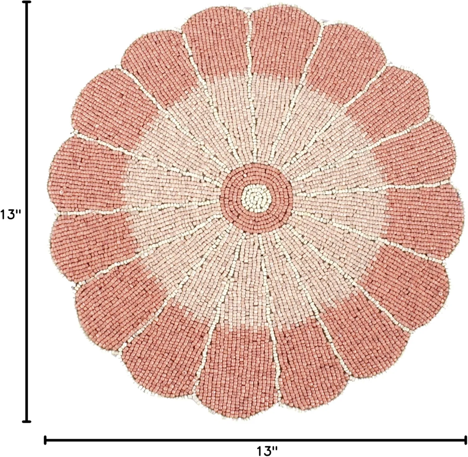ALPHA Living HOME - Pastel Beaded Placemats - 13” Round Charger Plate | Handmade Dining Table Mats | Elegant Glass Bead & Polyester | Decorative Table Linens for Home, Wedding, Christmas & Halloween
