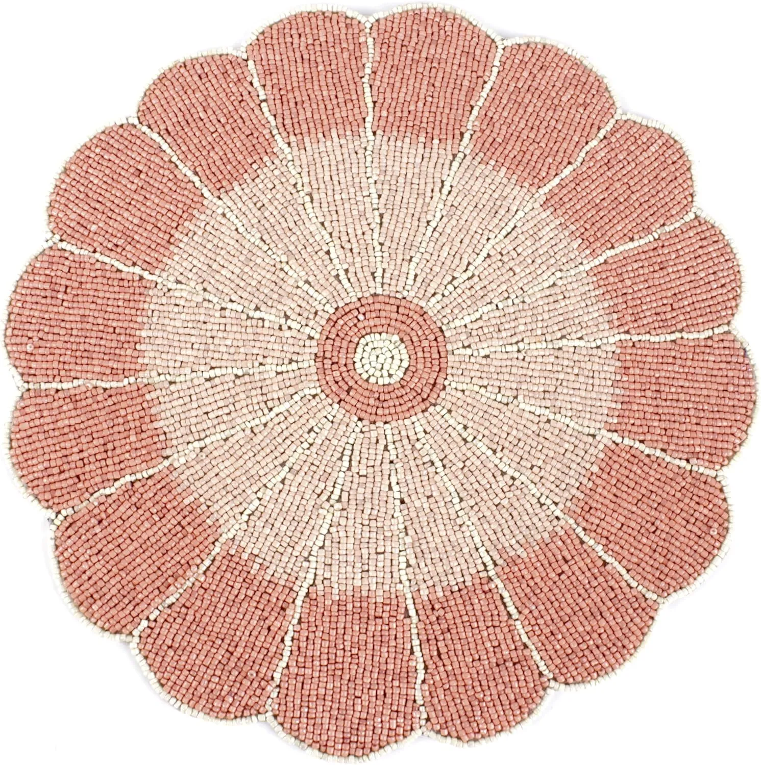 ALPHA Living HOME - Pastel Beaded Placemats - 13” Round Charger Plate | Handmade Dining Table Mats | Elegant Glass Bead & Polyester | Decorative Table Linens for Home, Wedding, Christmas & Halloween
