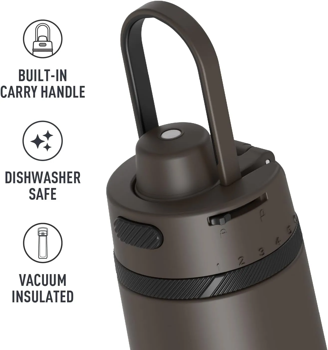 ALTA SERIES BY THERMOS Stainless Steel Hydration Bottle, 24 Ounce, Espresso Black