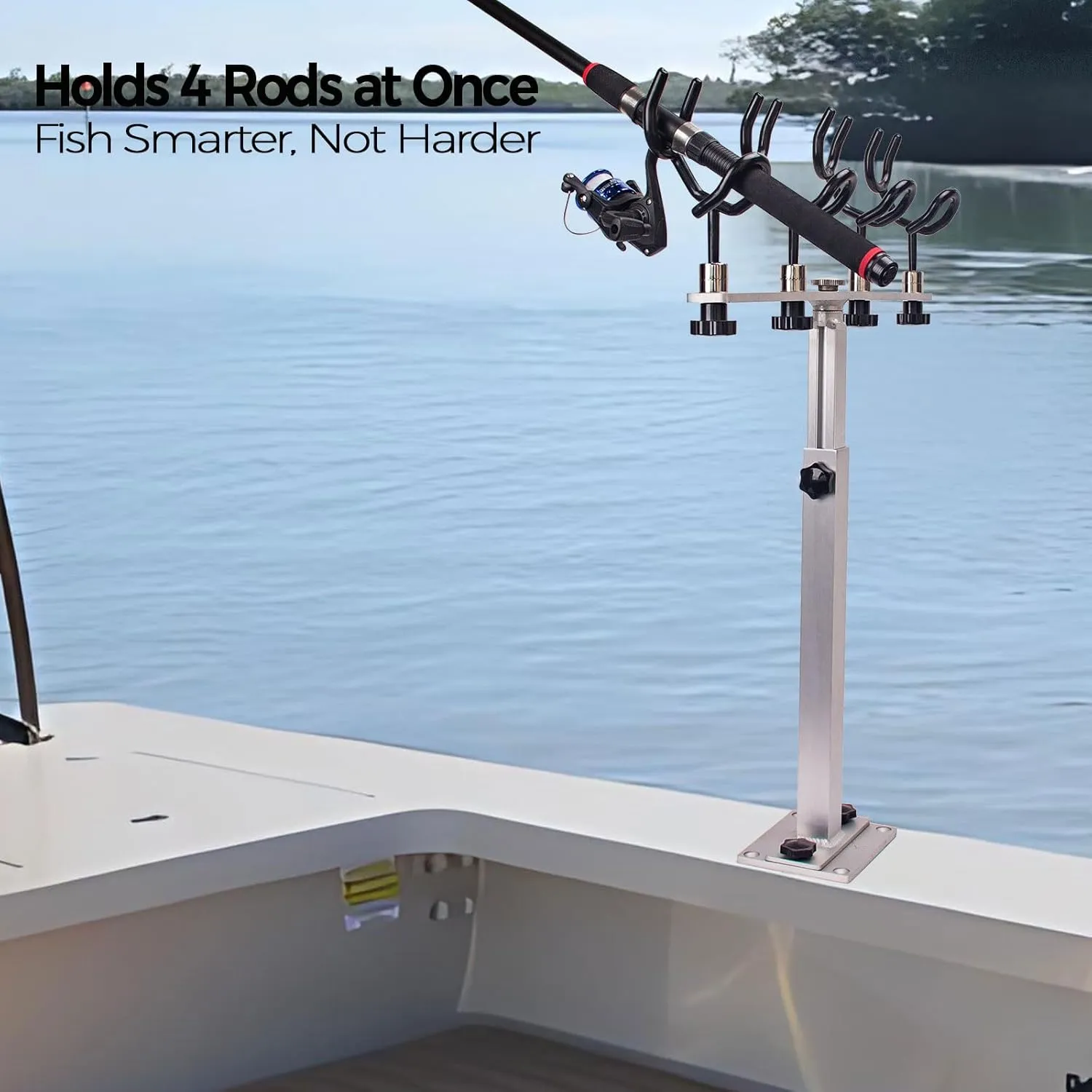Aluminum Fishing Rod Holder - Heavy Duty Marine Grade Boat Accessories, Sure Grip Pole Support Bracket for Saltwater Fishing Boats, Yachts & Ships