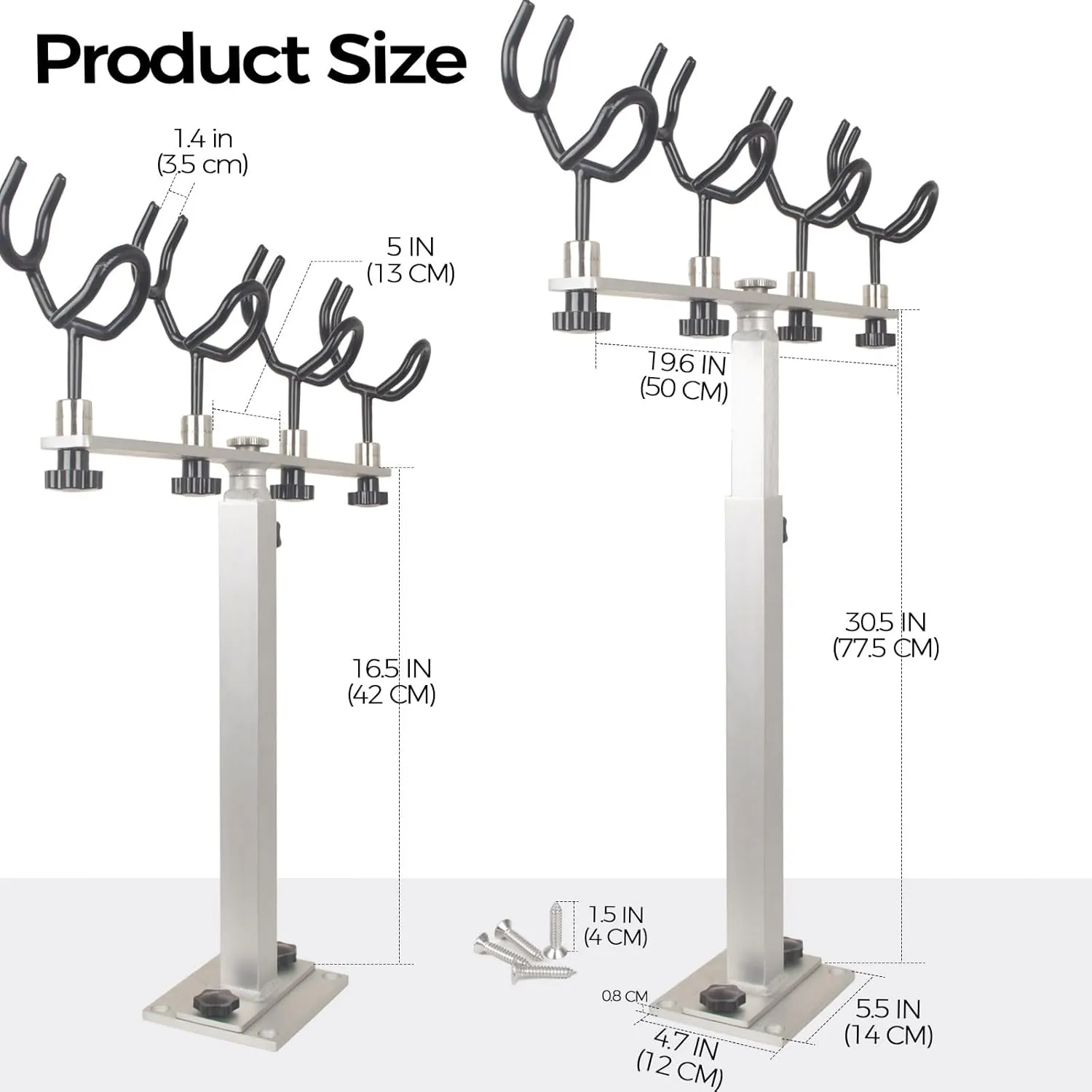 Aluminum Fishing Rod Holder - Heavy Duty Marine Grade Boat Accessories, Sure Grip Pole Support Bracket for Saltwater Fishing Boats, Yachts & Ships