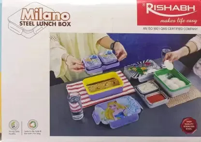 AM3647 Rishabh Milano Steel Lunch Box With Spoon 2 containers