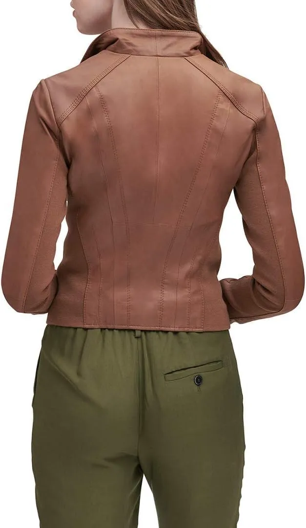 Andrew Marc Women's Asymmetrical Felix Leather Moto Jacket