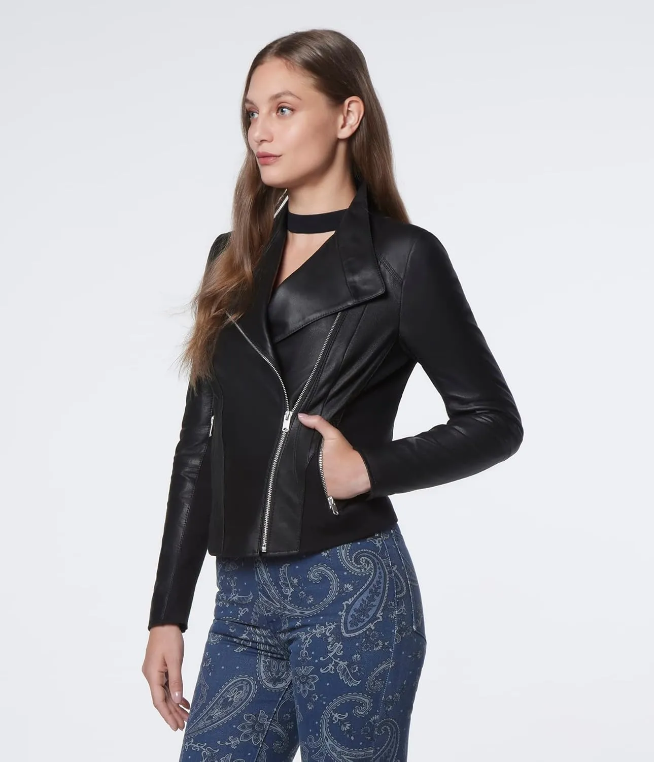 Andrew Marc Women's Asymmetrical Felix Leather Moto Jacket