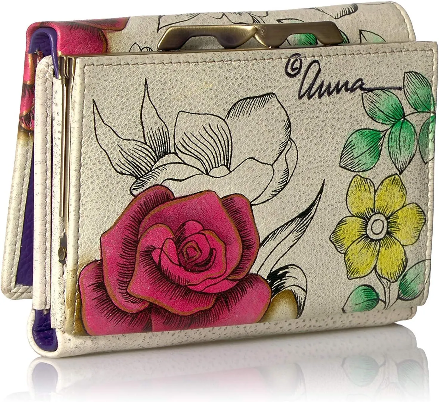 Anna by Anuschka Hand Painted Women’s Leather Ladies Three Fold Wallet