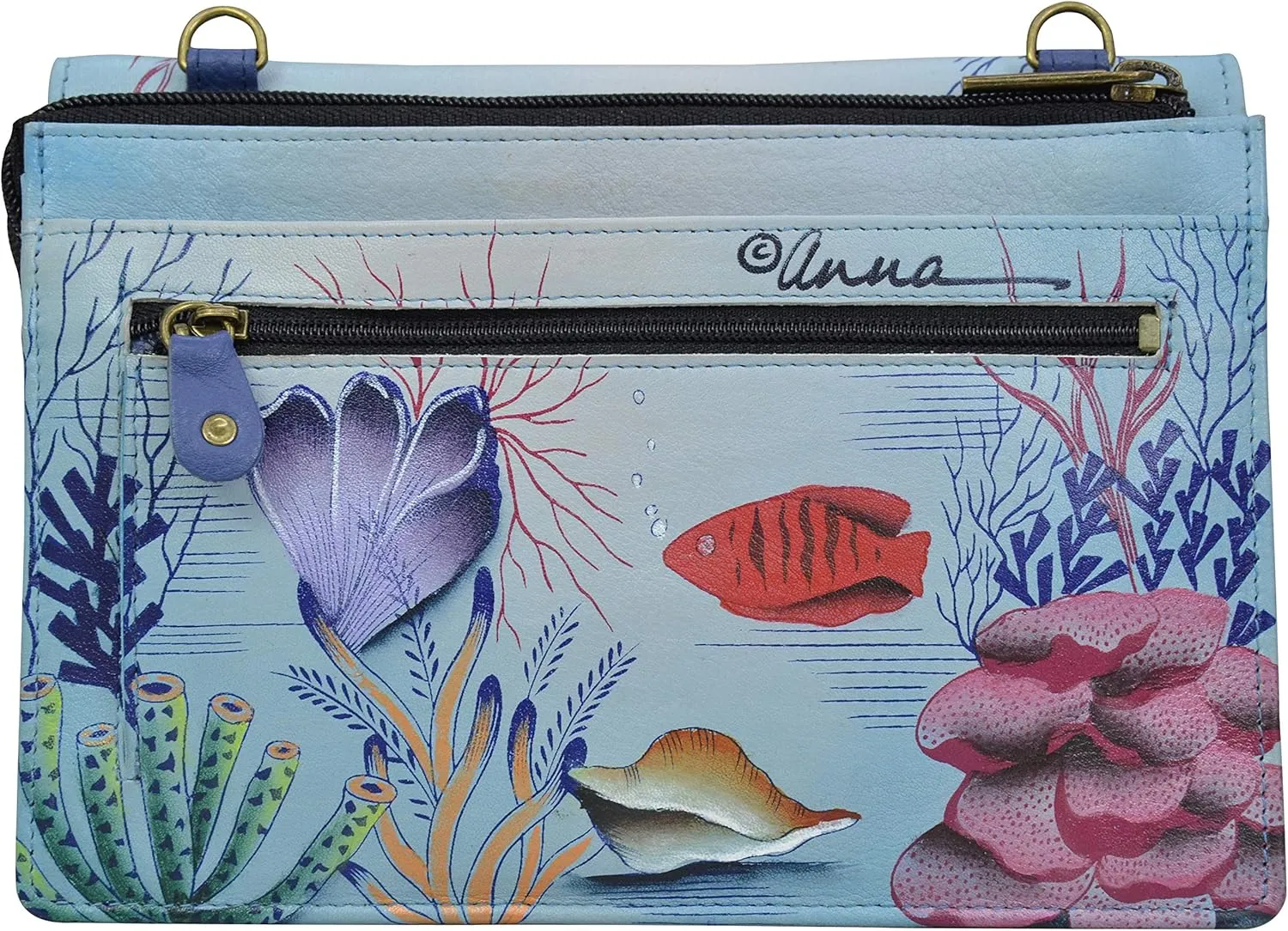 Anna by Anuschka Women’s Hand-Painted Genuine Leather Organizer Wallet On a String