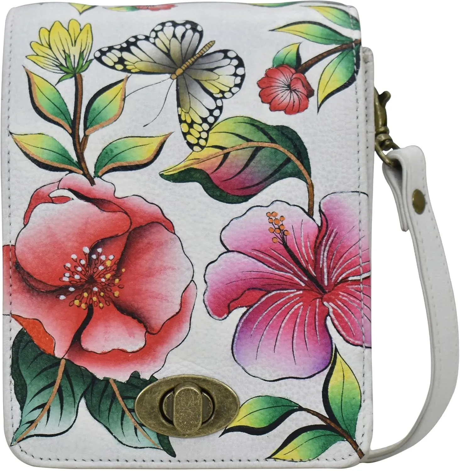 Anna by Anuschka Women's Hand-painted Leather Flap Convertible Crossbody Belt Bag