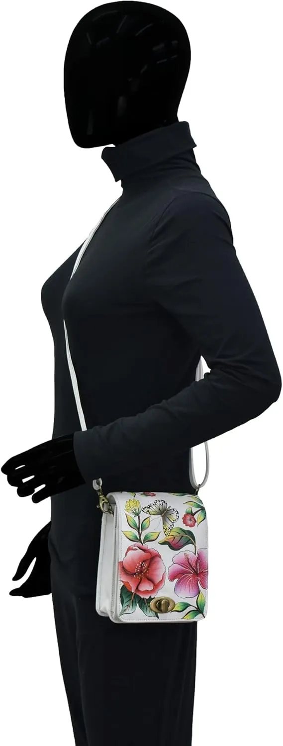 Anna by Anuschka Women's Hand-painted Leather Flap Convertible Crossbody Belt Bag