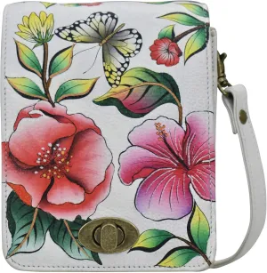 Anna by Anuschka Women's Hand-painted Leather Flap Convertible Crossbody Belt Bag