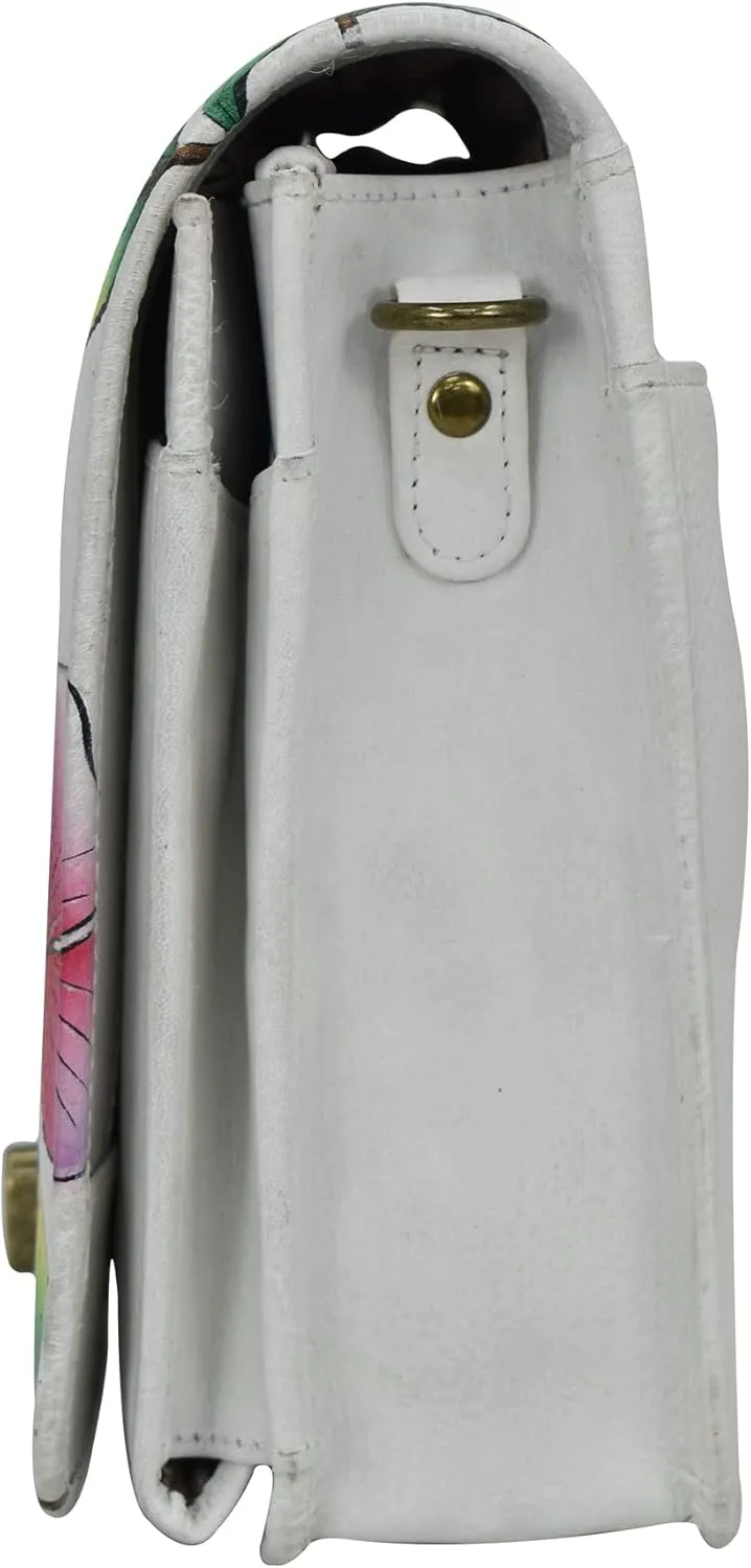 Anna by Anuschka Women's Hand-painted Leather Flap Convertible Crossbody Belt Bag