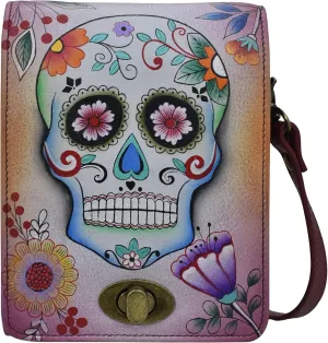 Anna by Anuschka Women's Hand-painted Leather Flap Convertible Crossbody Belt Bag
