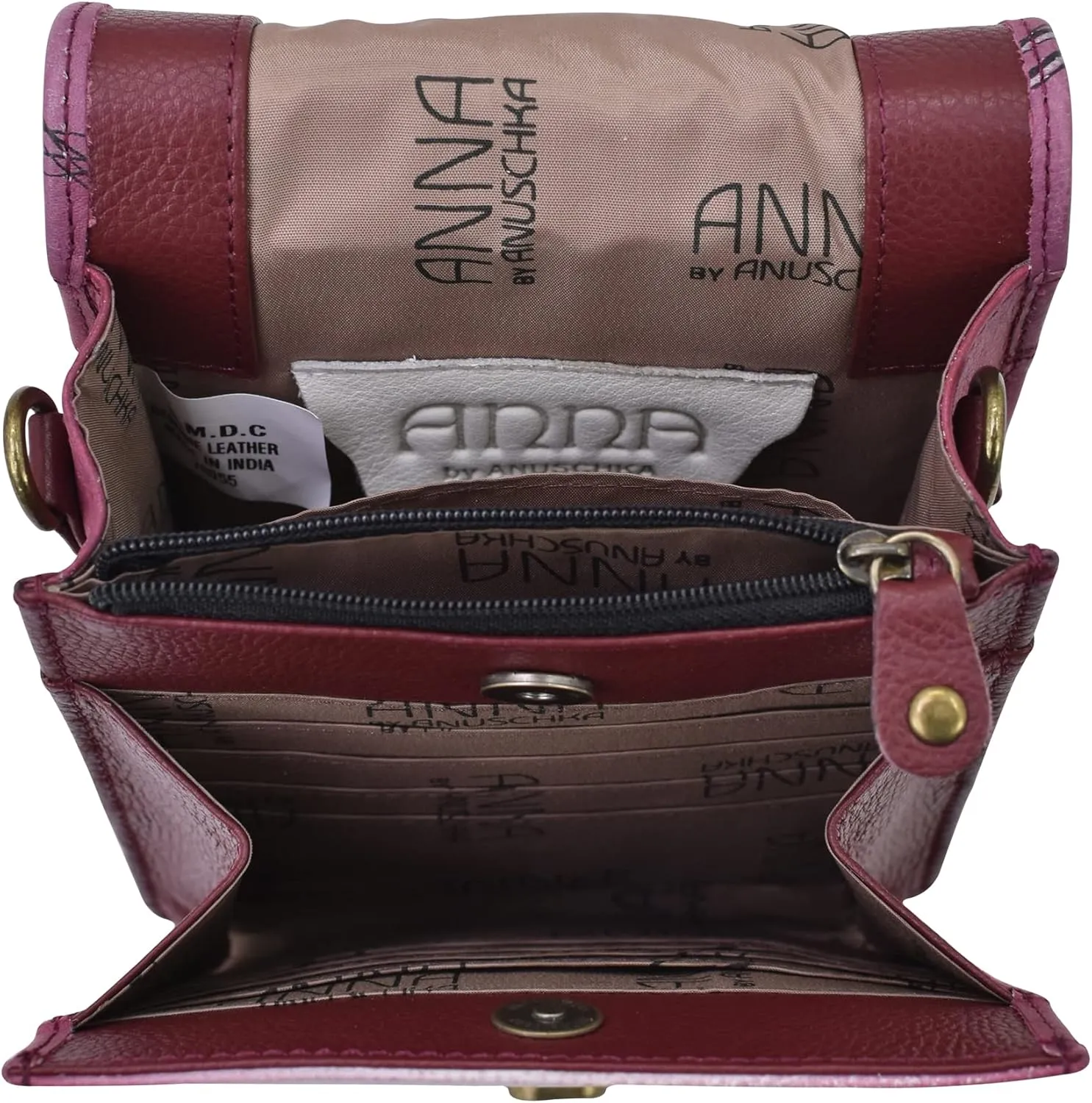 Anna by Anuschka Women's Hand-painted Leather Flap Convertible Crossbody Belt Bag