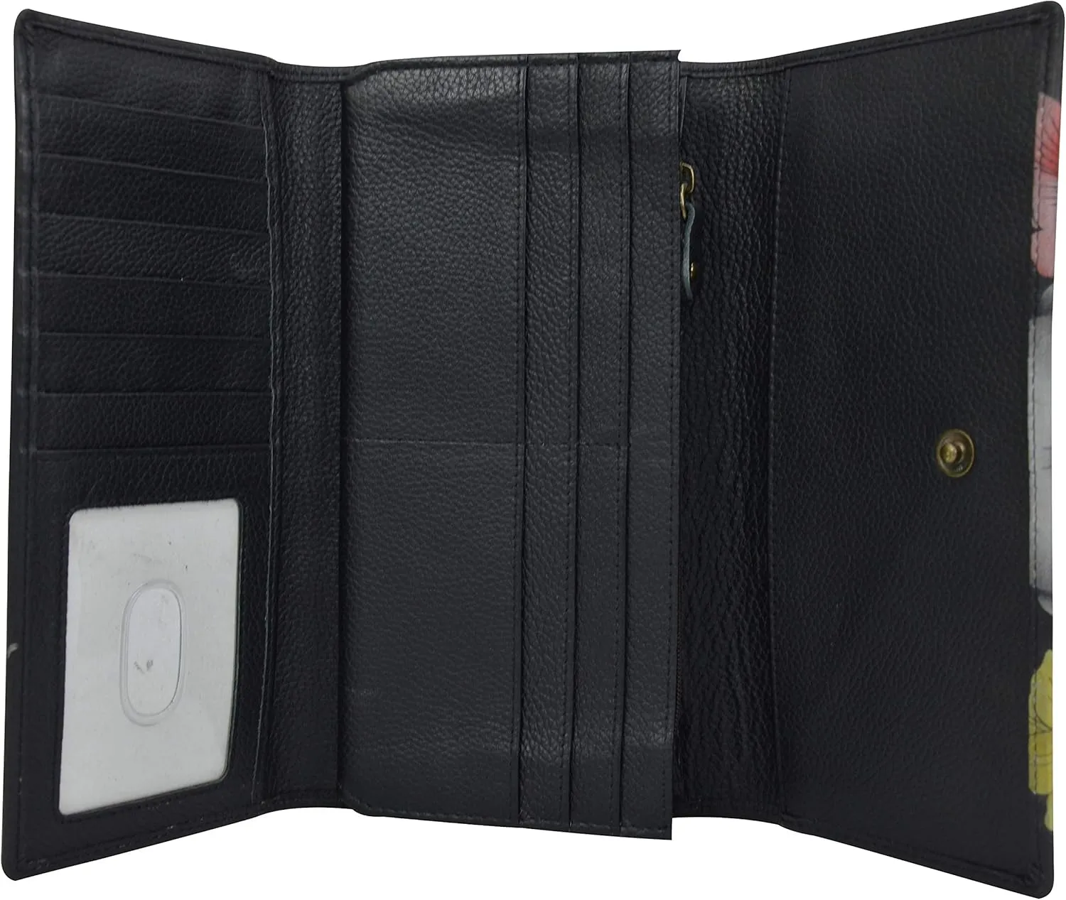 Anna by Anuschka Women's Hand Painted Leather Three Fold Organizer Wallet