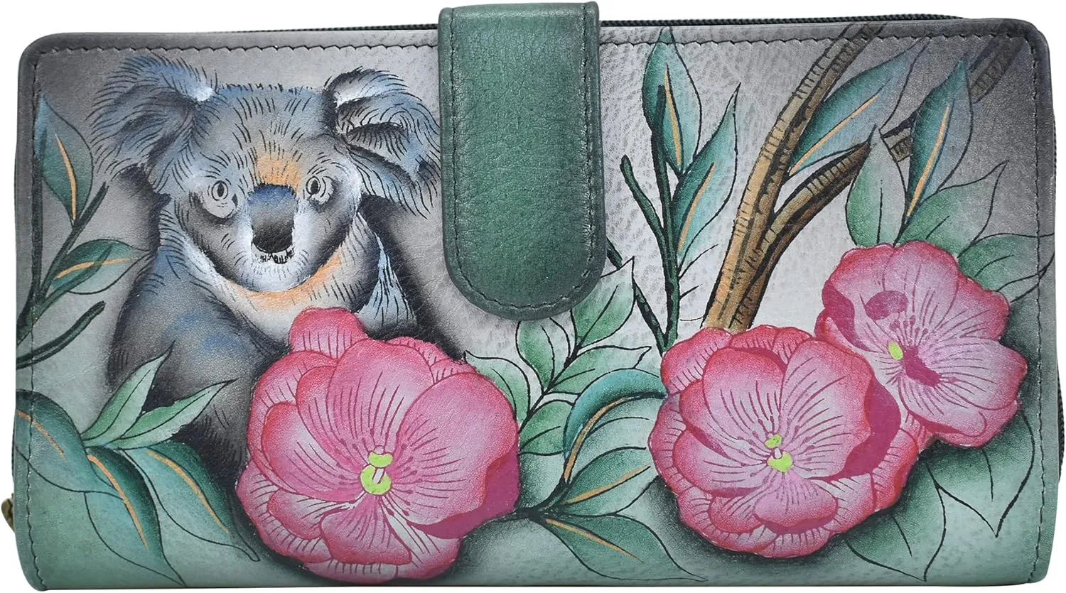 Anna by Anuschka Women's Hand Painted Leather Two Fold Wallet-Cuddly Koala
