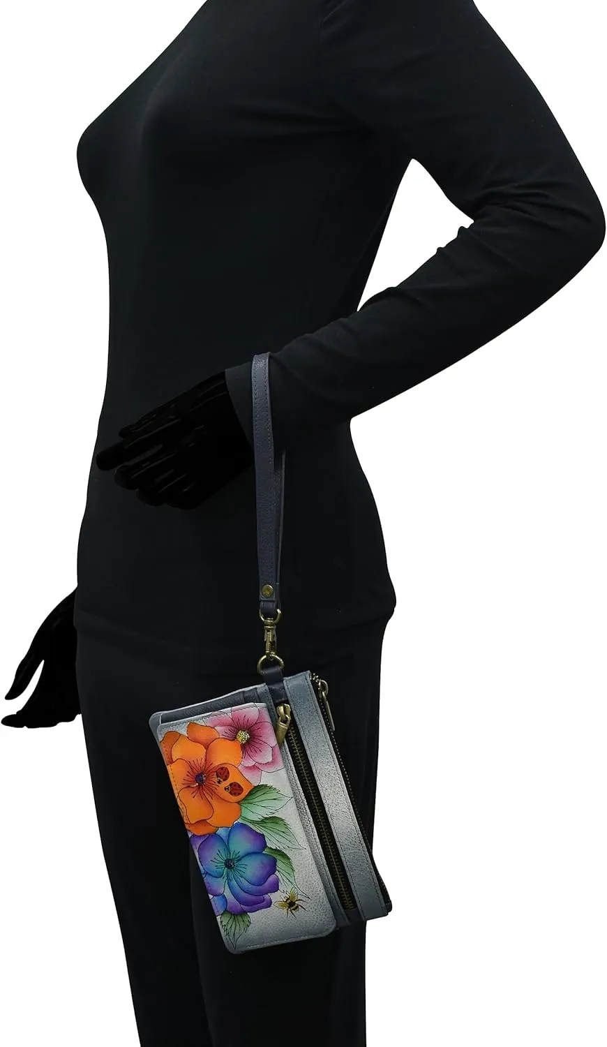 Anna by Anuschka Women's Hand-Painted Leather Wristlet Organizer Wallet