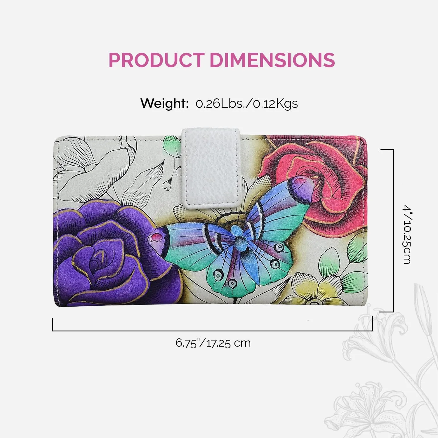 Anna by Anuschka Women's Original Leather Hand-Painted Two Fold Organizer Wallet