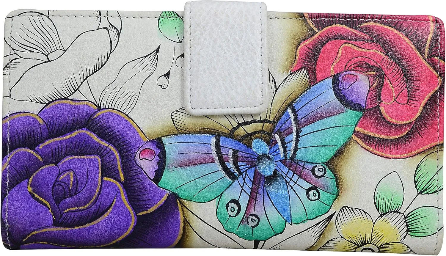 Anna by Anuschka Women's Original Leather Hand-Painted Two Fold Organizer Wallet