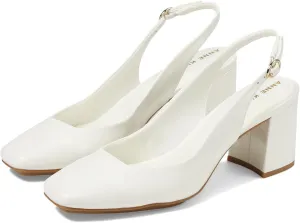 Anne Klein Womens Faux Leather Square Toe Slingback Heels