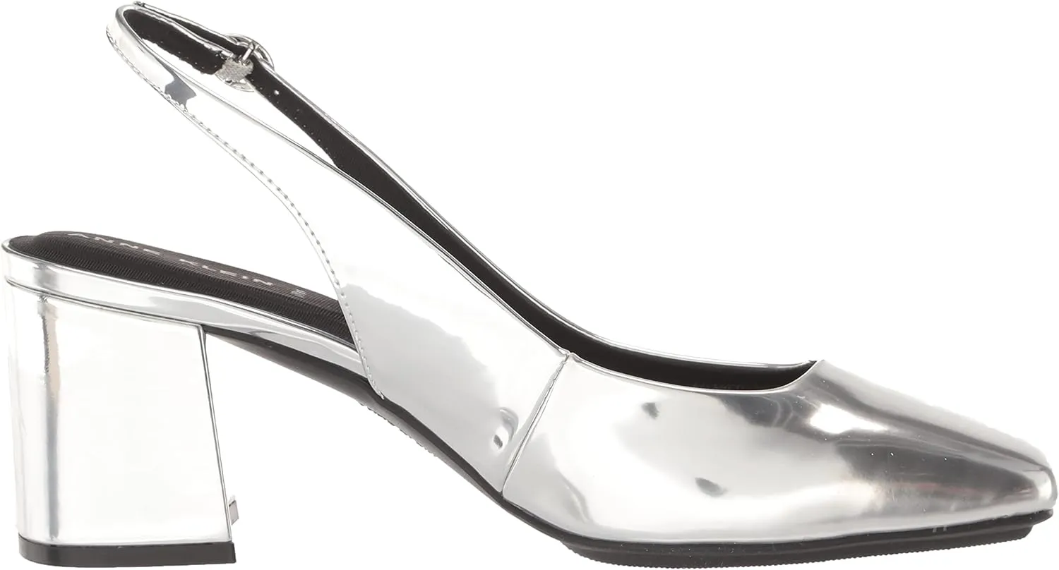Anne Klein Womens Faux Leather Square Toe Slingback Heels