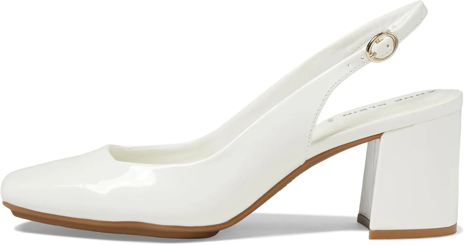 Anne Klein Womens Faux Leather Square Toe Slingback Heels