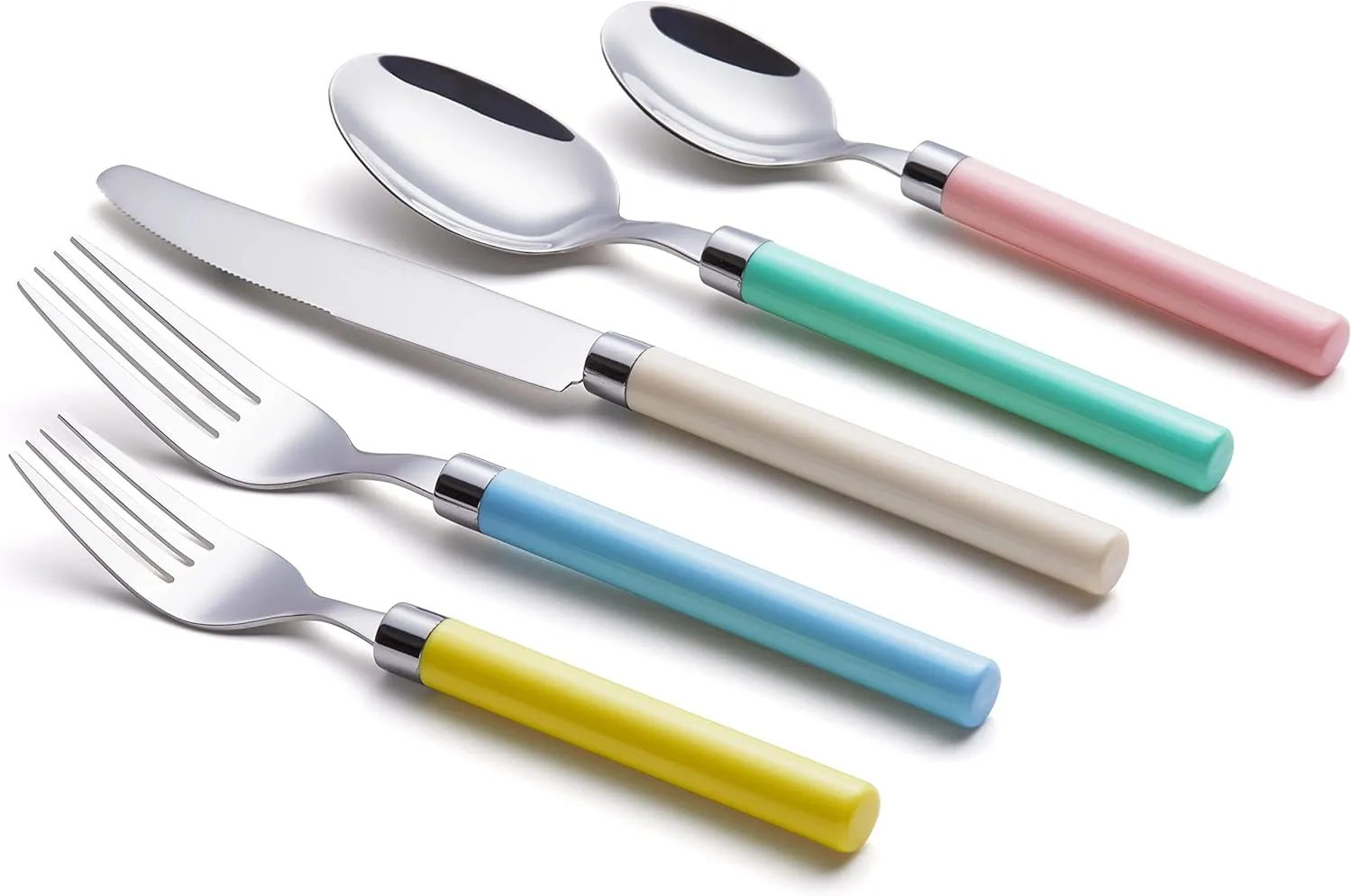 ANNOVA Silverware Set 20 Pieces Stainless Steel Cutlery Color Handle Flatware - 4 x Dinner Knife; 4 x Dinner Fork; 4 x Salad fork; 4 x Dinner Spoon; 4 x Dessert Spoon (Mix 68)