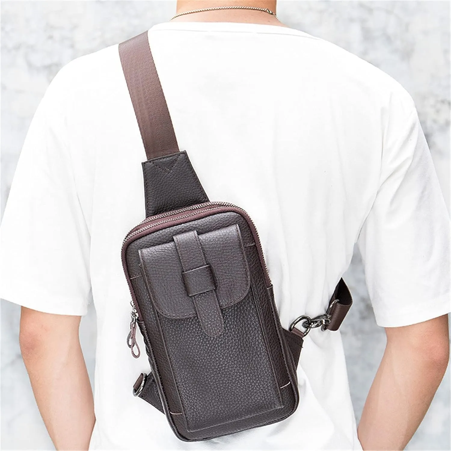 Anti Theft Sling Chest Bag Leather Chest Shoulder Backpack Travel Daypack For Outdoor Sports Crossbody Backpack