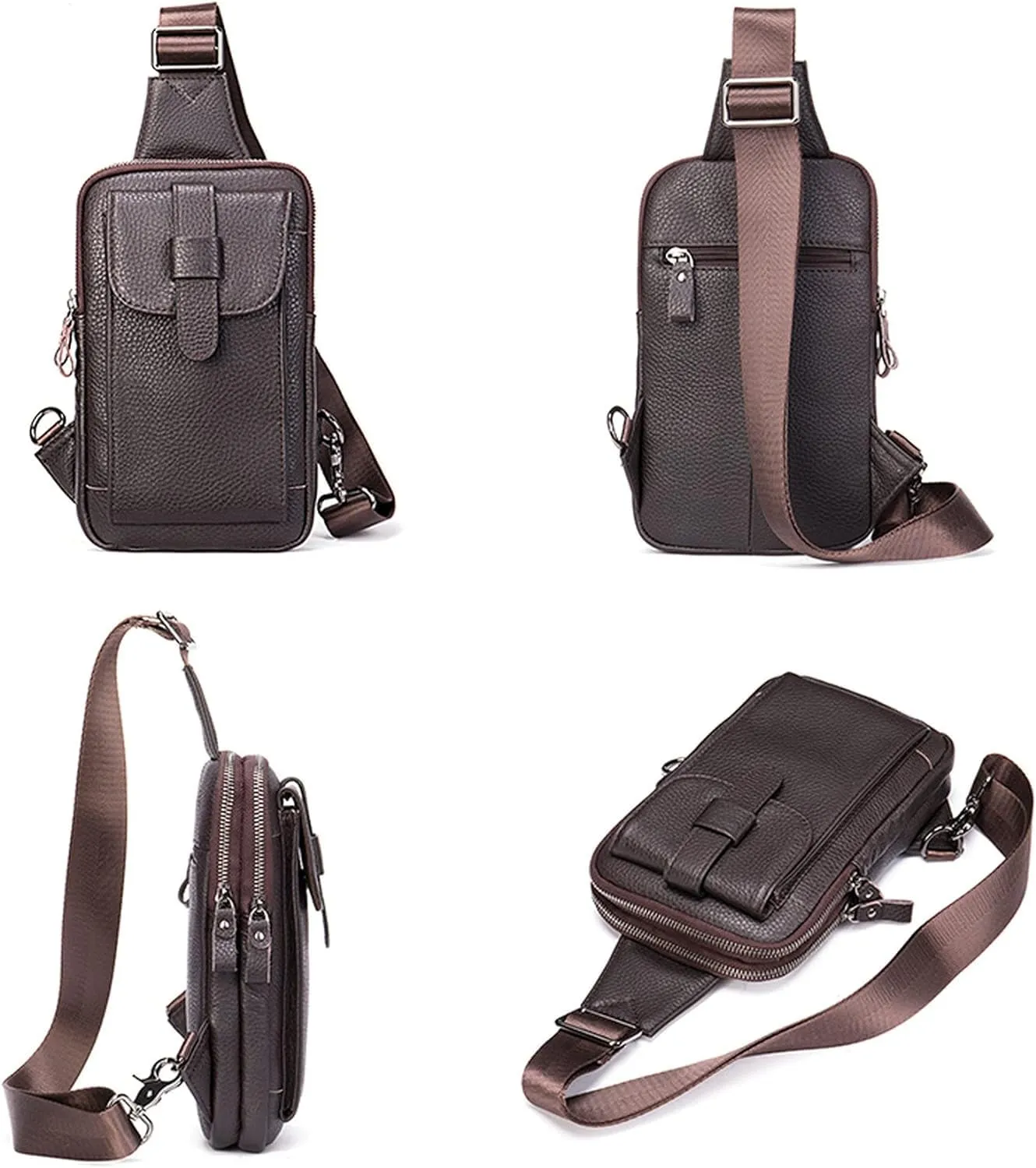 Anti Theft Sling Chest Bag Leather Chest Shoulder Backpack Travel Daypack For Outdoor Sports Crossbody Backpack