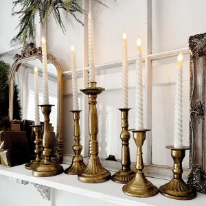 Antique Gold Finish Candle Holders, Set of Eight