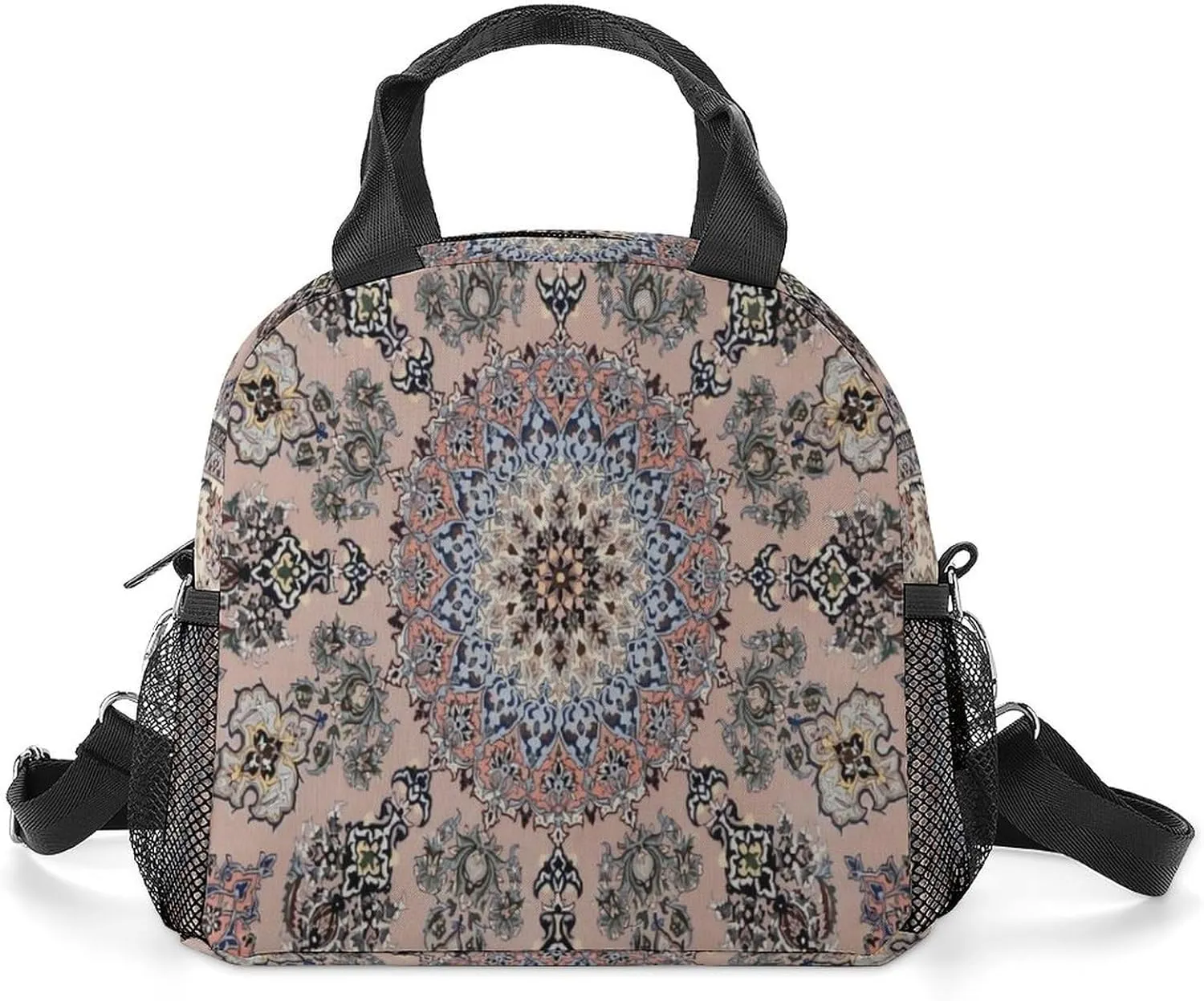 Antique Persian Pattern Reusable Large Capacity Insulated Crossbody Lunch Bag