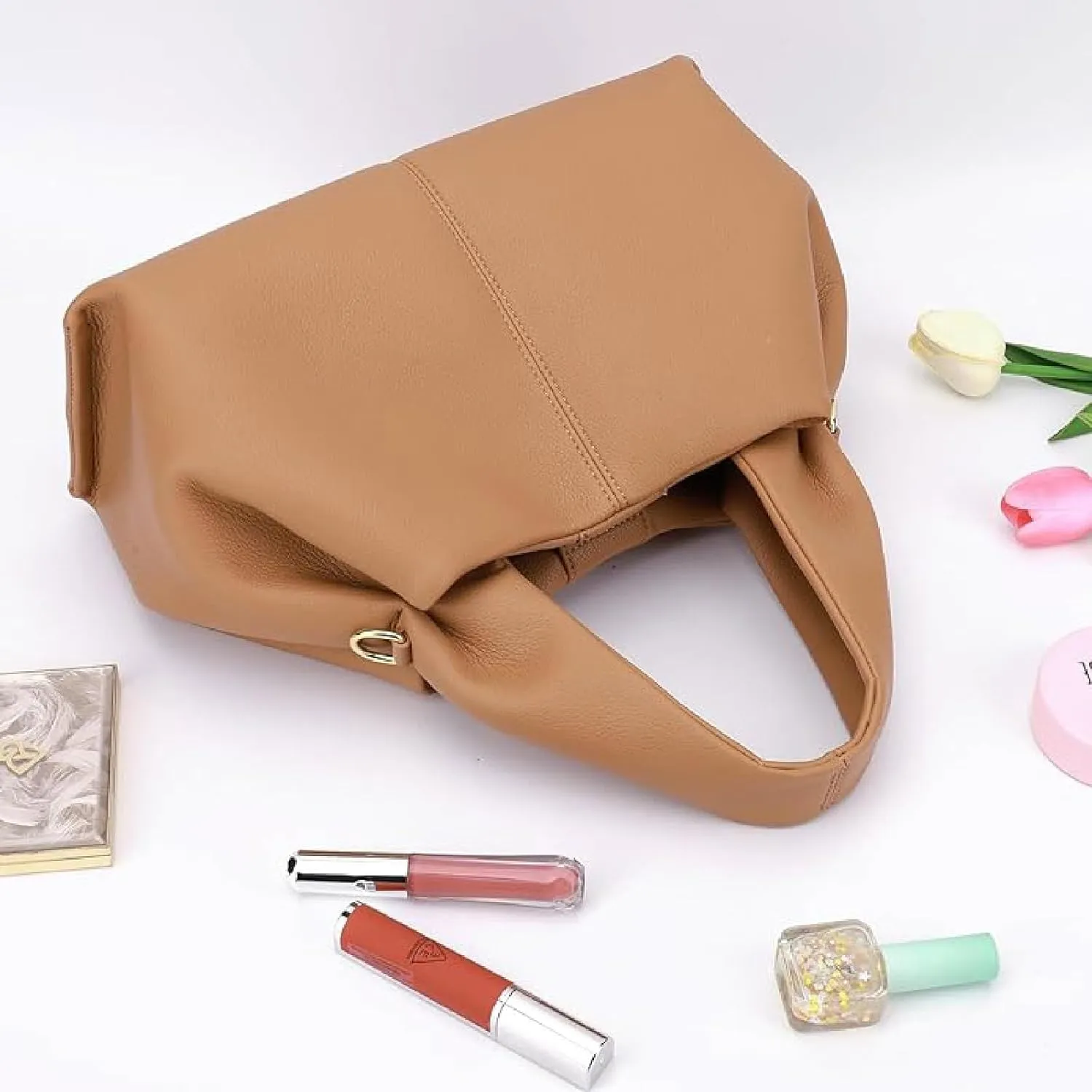 APLUSH Retro Crossbody Bag Cloud Pouch Bag with Removable Strap,Dumpling Clutch Purse Handbag Leather Tote Shoulder Bag,Black
