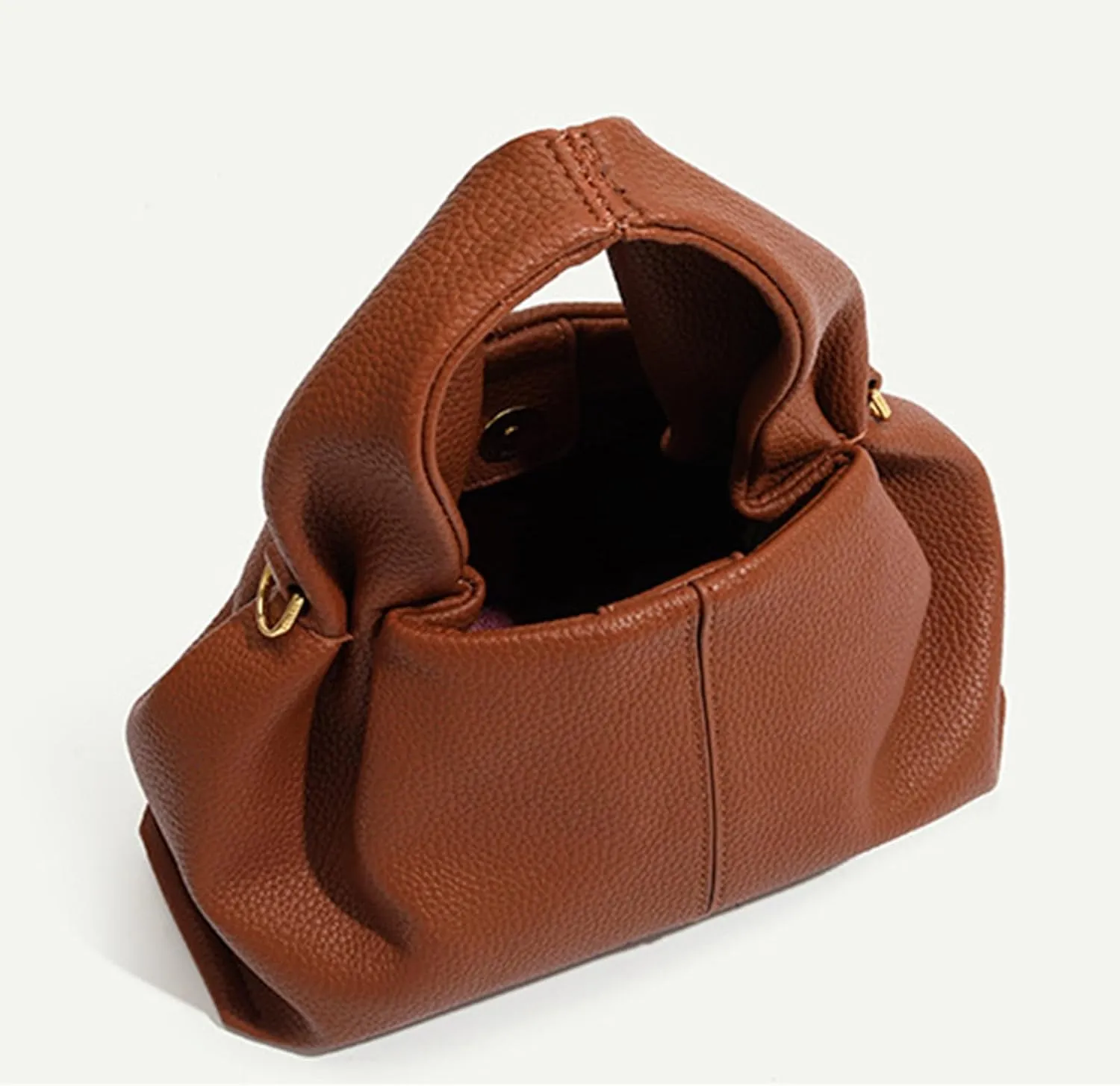 APLUSH Retro Crossbody Bag Cloud Pouch Bag with Removable Strap,Dumpling Clutch Purse Handbag Leather Tote Shoulder Bag,Black