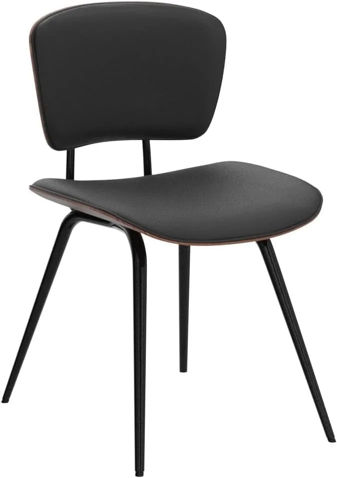 AQG Dining Chairs Set of 2,Mid Century Modern Dining Chairs,Leather Dinner Chairs with Bentwood Backrest and Metal Legs for Dining Room