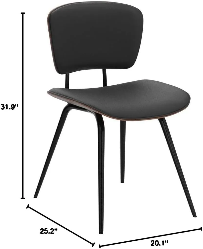 AQG Dining Chairs Set of 2,Mid Century Modern Dining Chairs,Leather Dinner Chairs with Bentwood Backrest and Metal Legs for Dining Room