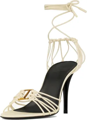 Arqa Womens Sandals in Smooth Leather Slingback Bronze-Tone Metal Decoration Stiletto Sandals Almond Toe Adjustable Lace-up Ankle Straps Pumps High Heel Elegant Party Wedding Dress Office Shoes