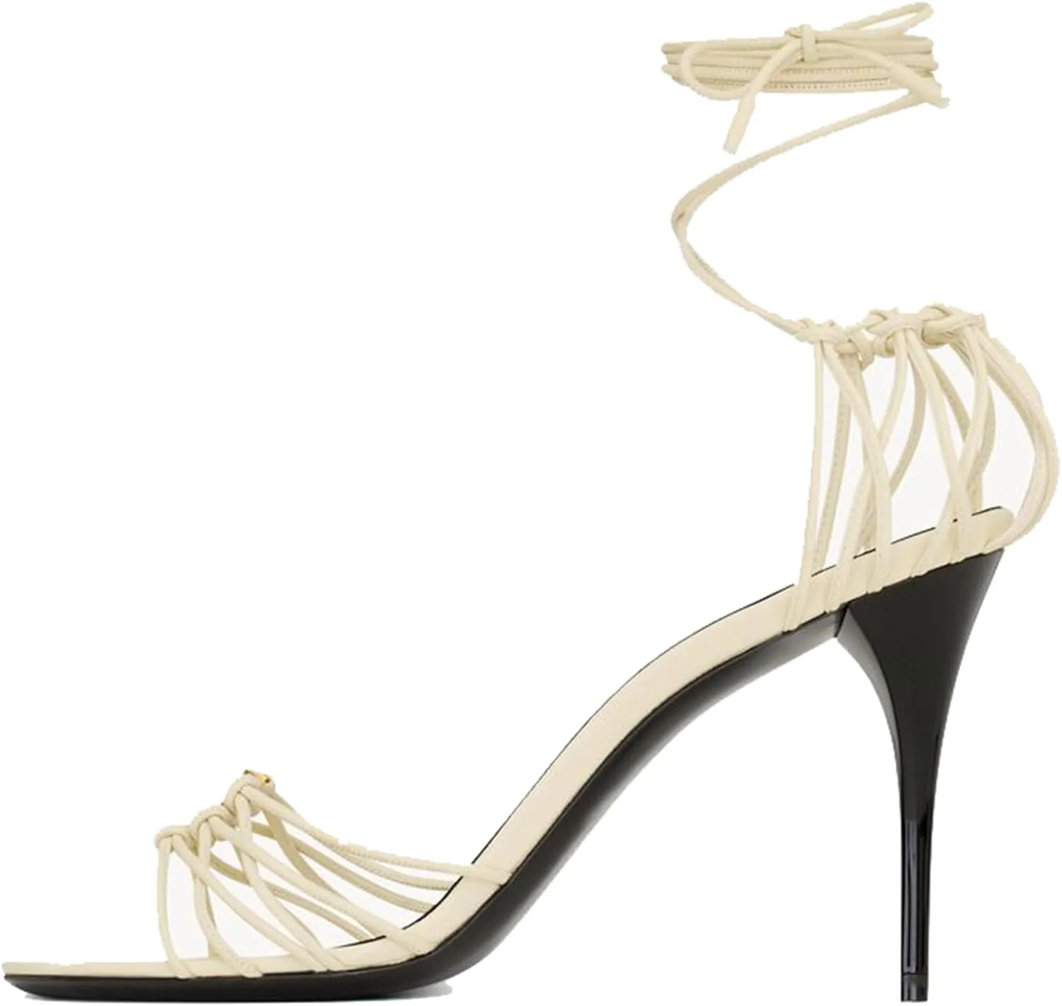 Arqa Womens Sandals in Smooth Leather Slingback Bronze-Tone Metal Decoration Stiletto Sandals Almond Toe Adjustable Lace-up Ankle Straps Pumps High Heel Elegant Party Wedding Dress Office Shoes