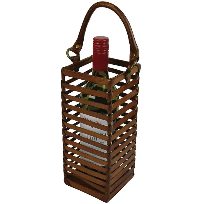 Artisanal Single Bottle Leather Wine Carrier (2 Colors to Choose)