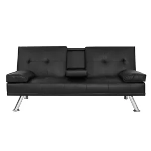 Artiss Sofa Bed Lounge Futon Couch 3 Seater Leather Cup Holder Recliner