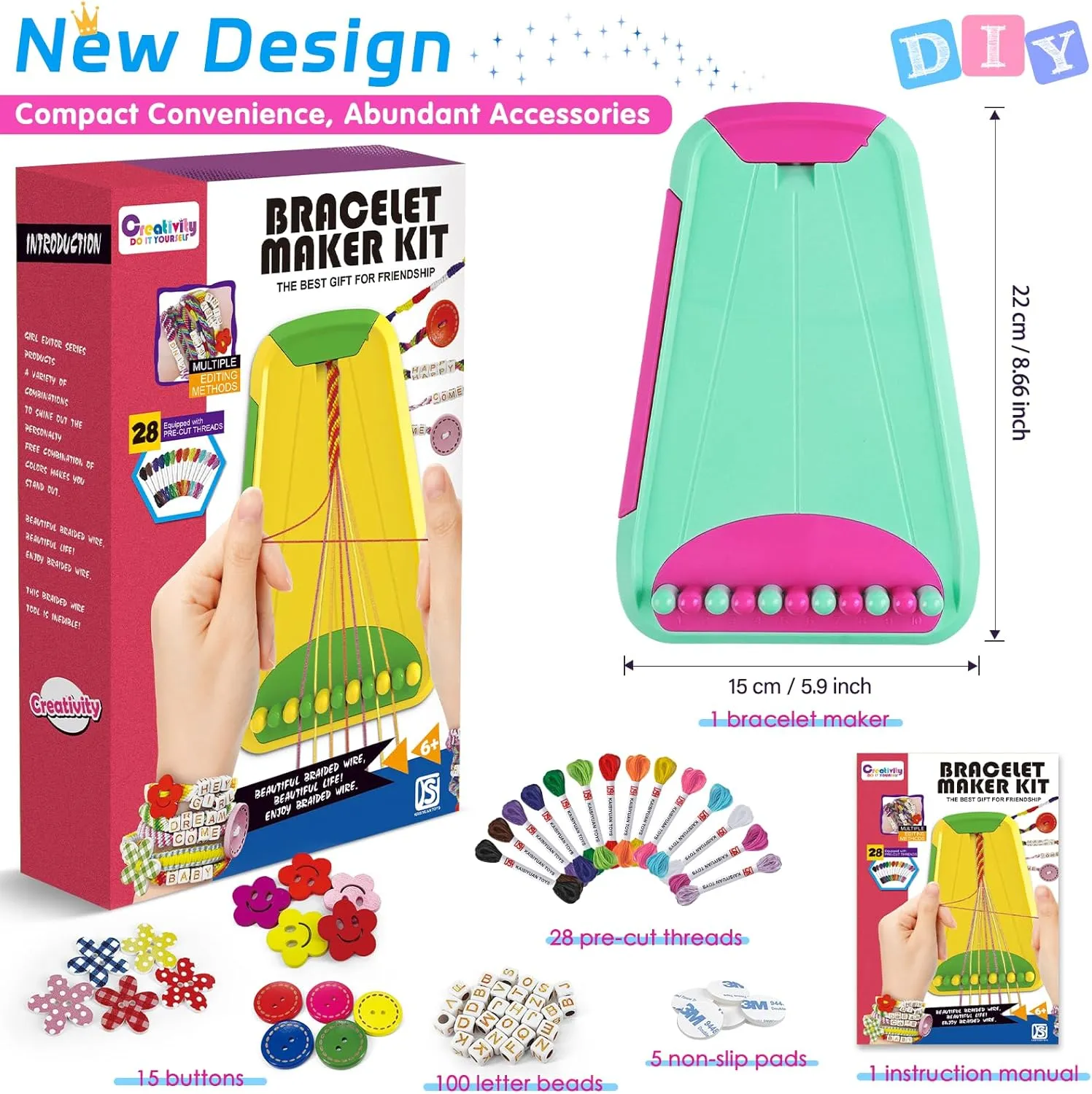 Arts and Crafts for Kids Ages 8-12,Friendship Bracelet Making Kit for Girl,Kids Jewelry Making Kit with 28 Pre-Cut Threads,Christmas Birthday Gifts for Ages 6 7 8 9 10 11 12 Year Old Green Rose