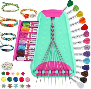 Arts and Crafts for Kids Ages 8-12,Friendship Bracelet Making Kit for Girl,Kids Jewelry Making Kit with 28 Pre-Cut Threads,Christmas Birthday Gifts for Ages 6 7 8 9 10 11 12 Year Old Green Rose