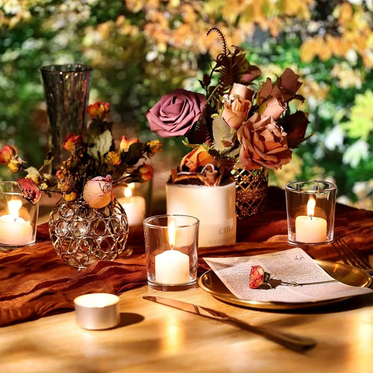 Aspen Creative 25709-4,Votive Candle Holder for Festival Decor,Wedding Parties,Holiday&Home Decor,3-1/4"Dia. x 3-1/2"H,4PK