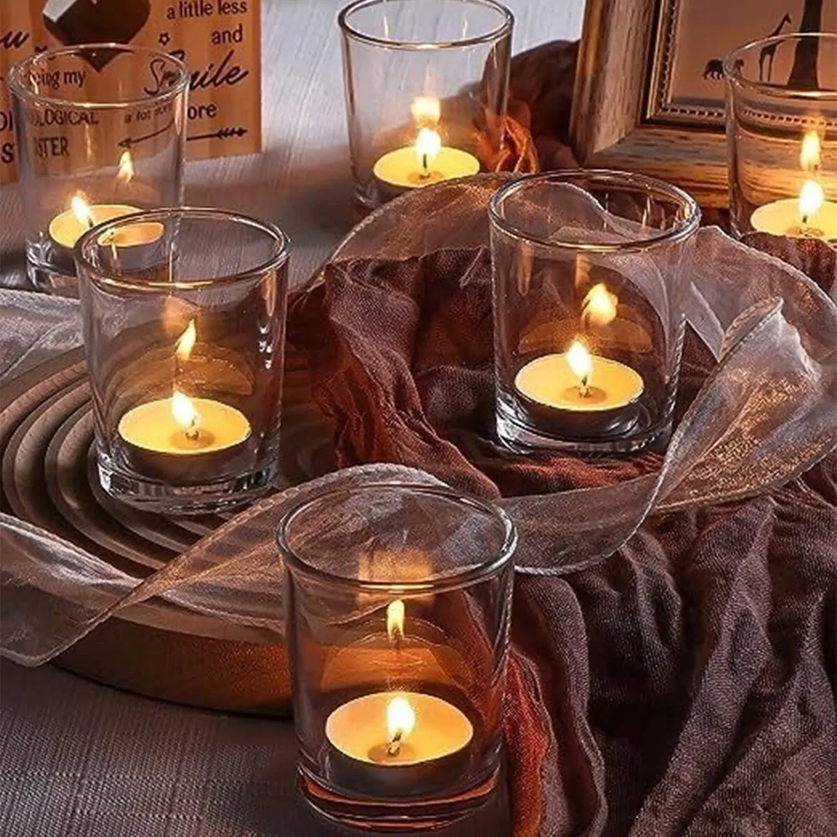 Aspen Creative 25709-4,Votive Candle Holder for Festival Decor,Wedding Parties,Holiday&Home Decor,3-1/4"Dia. x 3-1/2"H,4PK