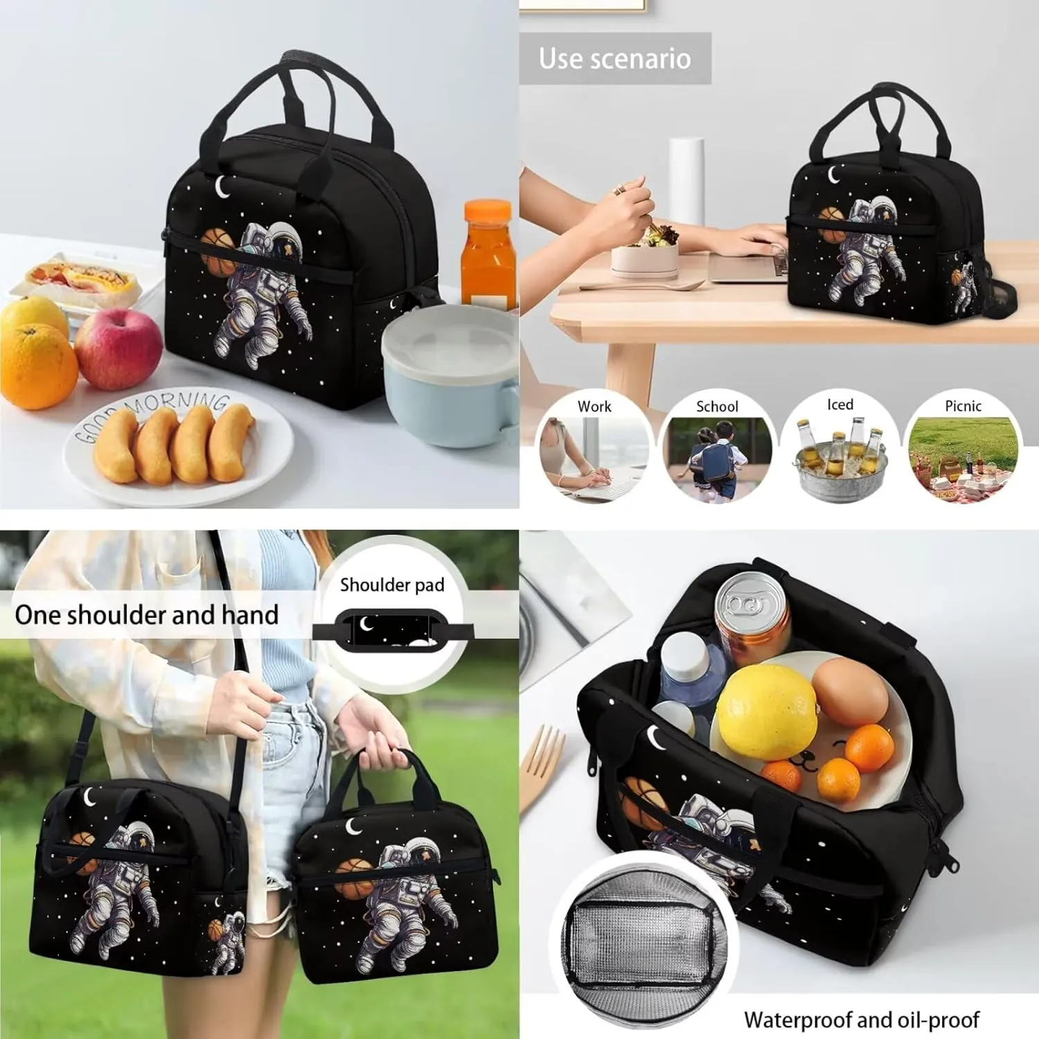 Astronaut Basketball Elementary School Backpack for Boys Kids Bookbags with Lunch Box Large Capacity Shoulder Bag for School Casual Daypack Backpacks for Students with Pencil Case