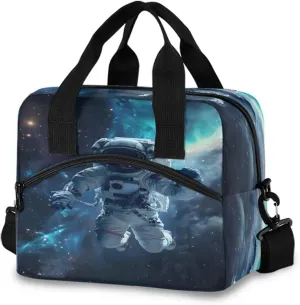 Astronaut Flowing Lunch Box for Men Women Adults Insulated Lunch Bag Cooler Bag with Adjustable Shoulder Strap for Work Picnic Travel
