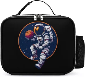 Astronaut Slam Dunk Basketball Space Lunch Bag Insulated Lunch Box Container Reusable Lunch Tote Bag for Office Work Travel