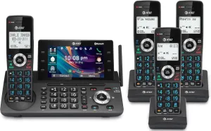 AT&T 4-Handset DECT 6.0 Cordless Home and Business Phone with Answering Machine, 5" Color Display, One-Touch Shortcut, Conference, Intercom, Smart Call Blocker, Bluetooth Connect to Cell: DLP73490