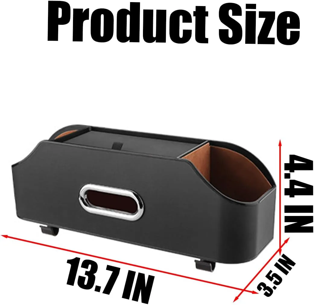 AUCELI Car Seat Back Organizer with Cup Holder and Tissue Box, Headrest Hanging Storage Box with Hooks and Phone Holder, Multi-Function Travel Tray for Kids, Road Trip Car Accessories