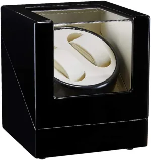Automatic Double Watch Winder Box Wood Shell Piano Paint Exterior Silent Motor for Men's and Ladies Wrist Watch,C